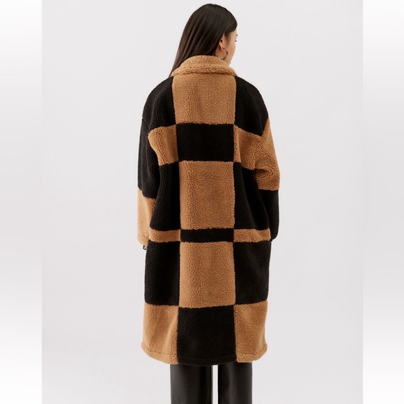 NWT UO x Native Youth Teddy Abstract Checkerboard Luxe Midi Coat - Price Firm - Picture 2 of 4